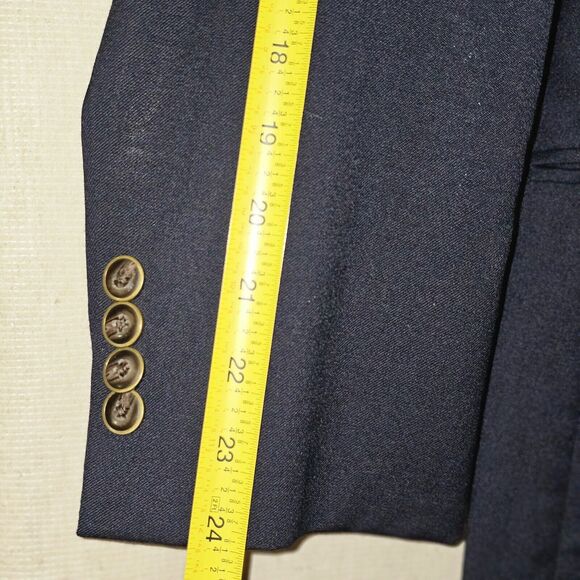 Joseph Feiss Gold Mens Blazer Jacket Size 38R Solid Blue Wool Classic Sport Coat - Picture 11 of 16